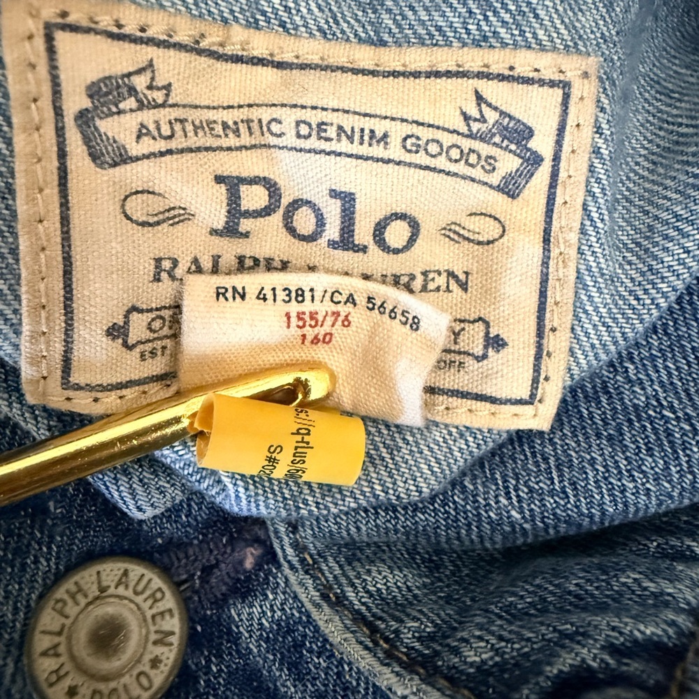 Ralph Lauren POLO Signature Logo Trucker Jean Jacket Size 16 Junior - Picture 14 of 16